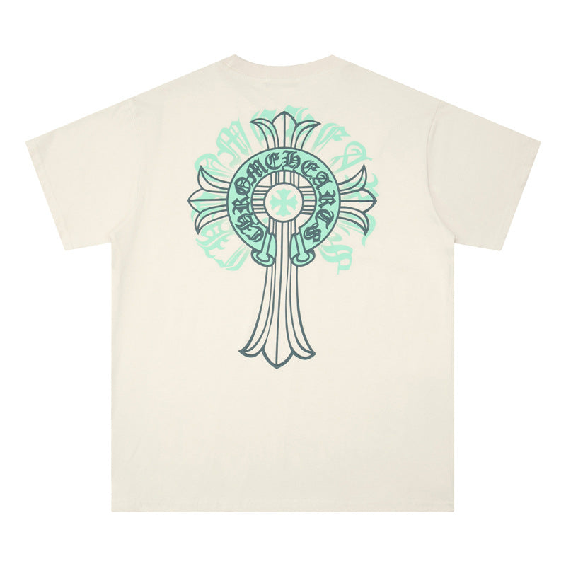 CHH Chrome Heart T Shirts Cross Print Short Sleeve T-Shirt Loose
