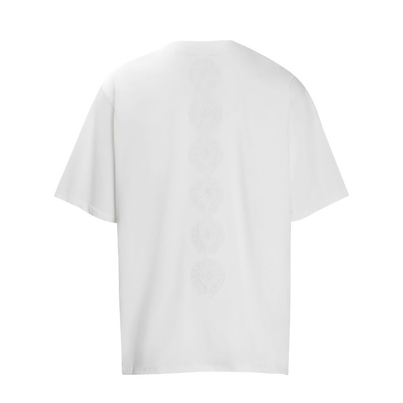 CHH Chrome Heart T Shirts Crowe Cross Print Short Sleeve T-Shirt Loose