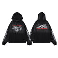 Hellstar Hoodie & Pants autumn and winter flare black flame pants hoodie