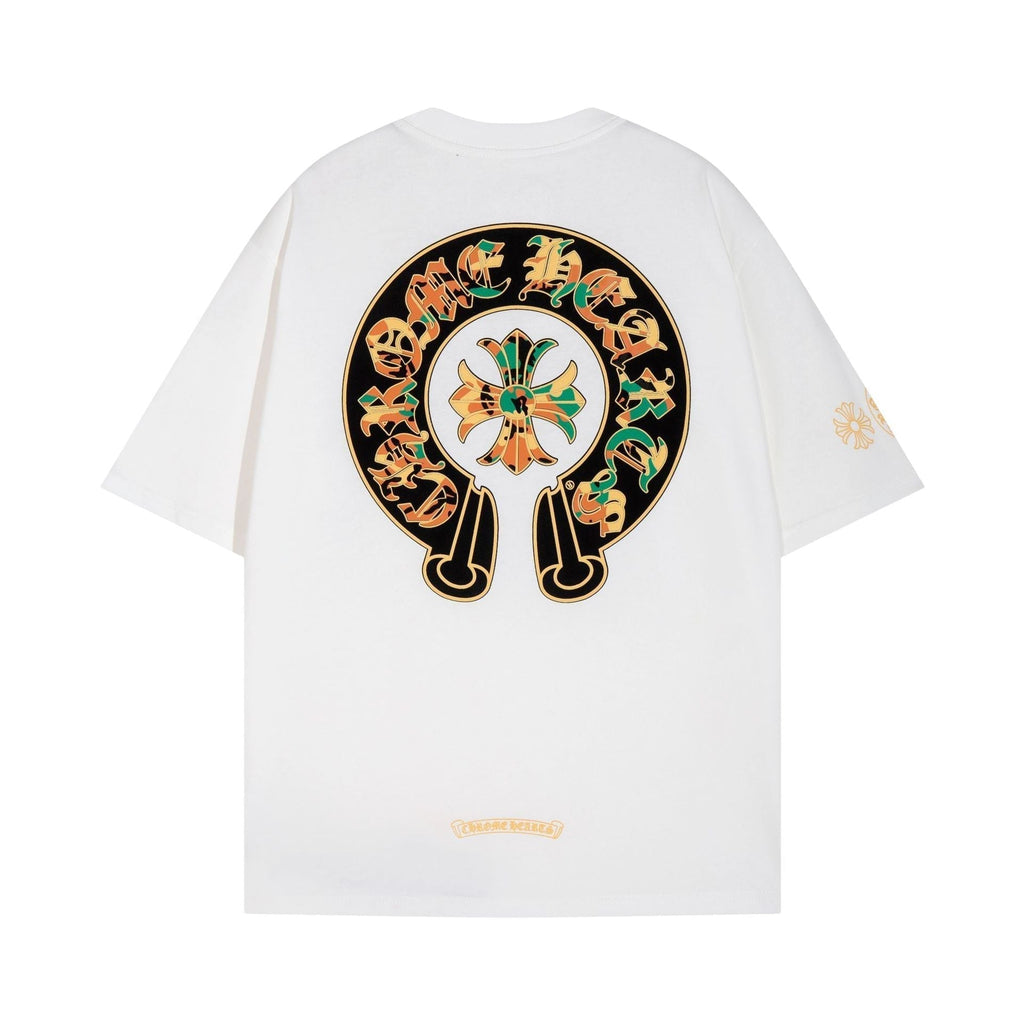 CHH Chrome Heart T Shirts Cross Color Printed Short Sleeve T-Shirt Loose