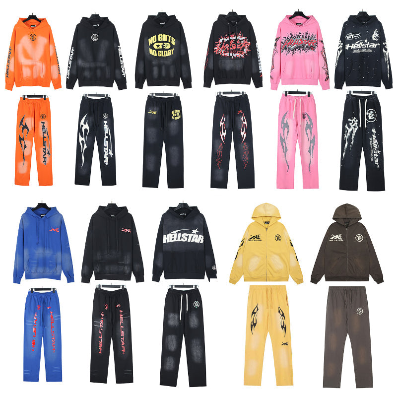 Hellstar Hoodie & Pants Wash Water Make Old Hoodies Sweater Trousers